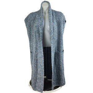 CAbi Long Blue Open Front Napa Cardigan Sweater Duster Vest Womens Size Small